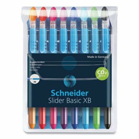 CLASSROOM CREATIONS 1.4mm Schneider Slider Stick Ballpoint Pen, Multi Color Ink & Barrel, 8PK CL3765967